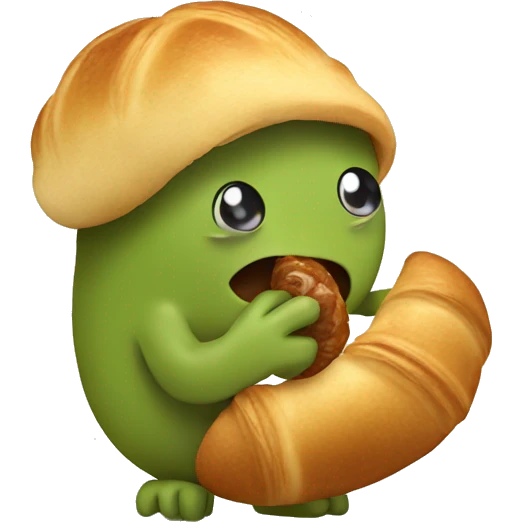 Kiwi eating croissant emoji