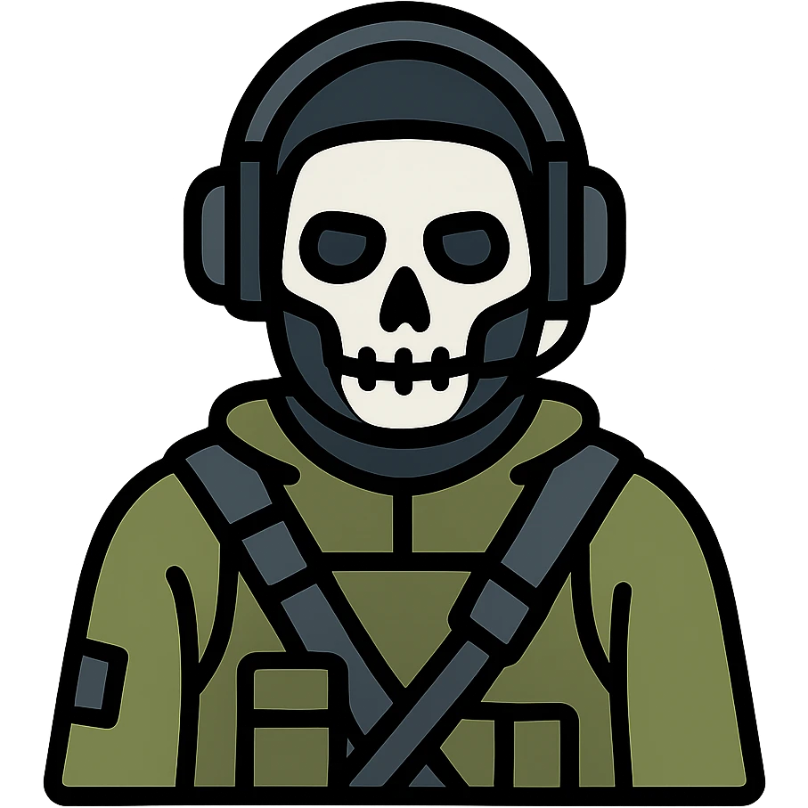 Call of Duty Ghost character with skull mask, tactical military outfit emoji