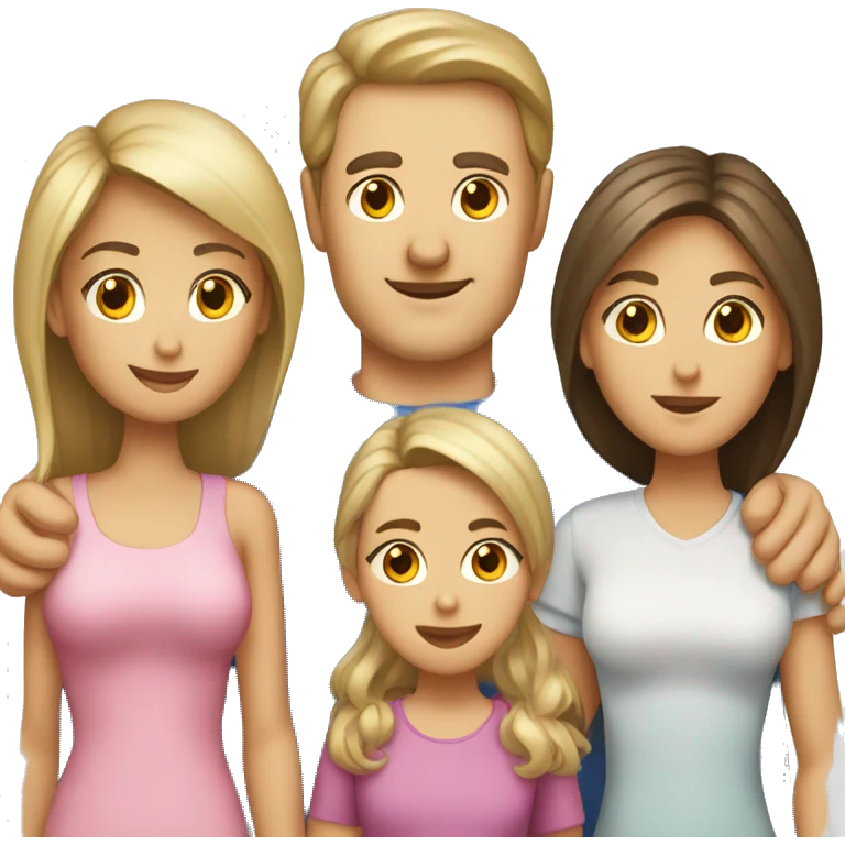 Caucasian family of four with man woman and two girls emoji