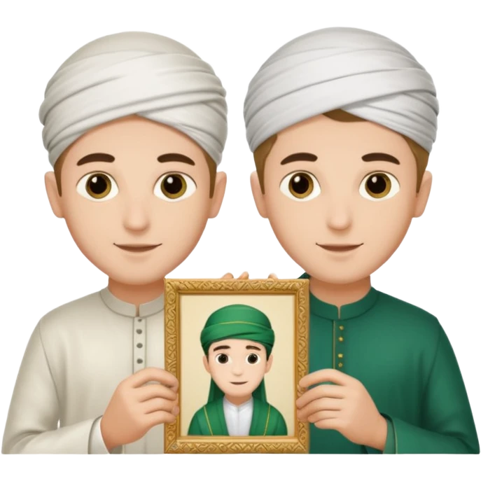 تصویر دوتا پسرزیبا که تابلو مناسب عید غدیر رو دردست دارند  emoji