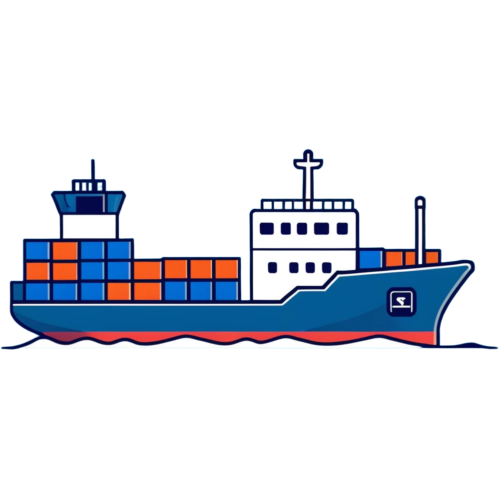 Cargo container ship in ocean emoji