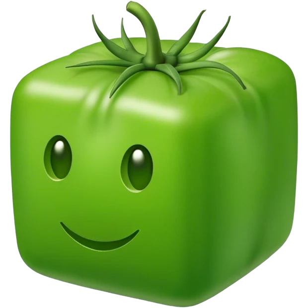 green Cube shaped Tomato emoji