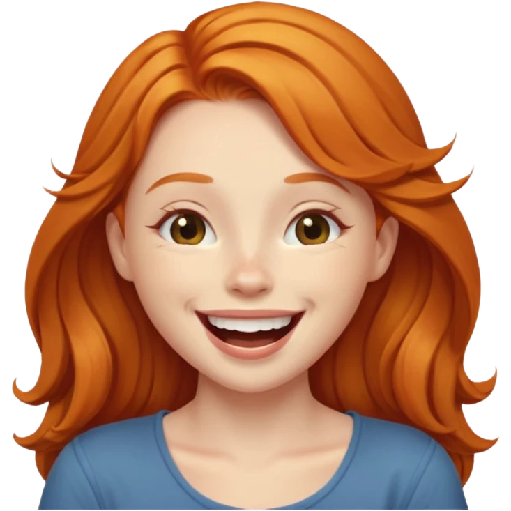 Gorgeous Ginger girl laughing with head tilted back happily emoji