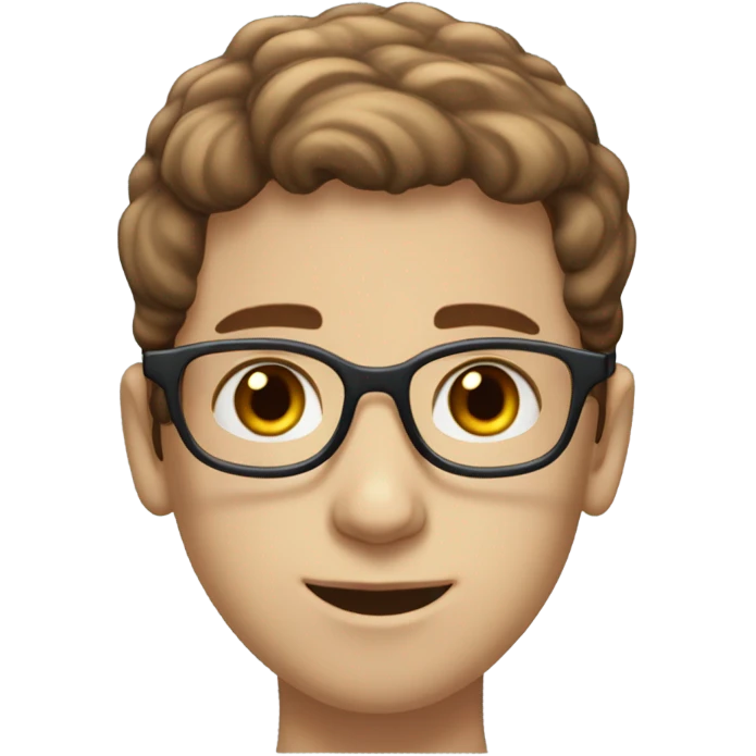Chesnut straight hair, light blue eyes, light skin tone, Jewish Israeli boy with glasses that is studious emoji