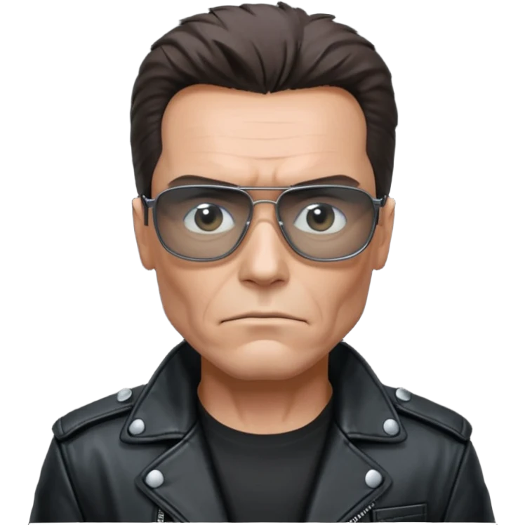 terminator shwartzneger only top in black galssess and his black jacket emoji
