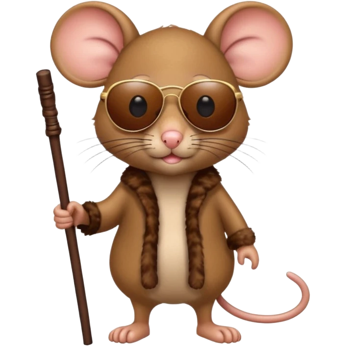 mouse with sunglasses and walking stick, walking emoji