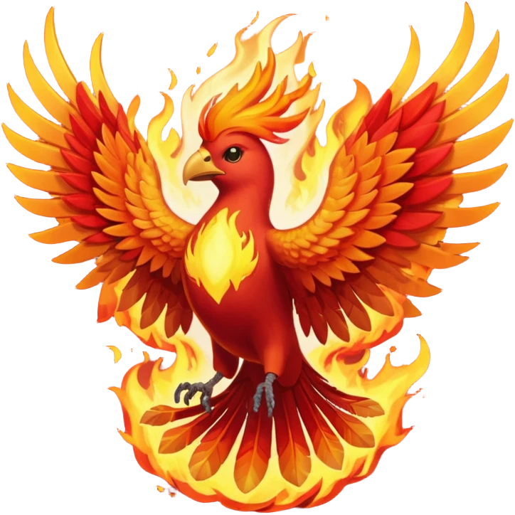 Phoenix force from marvel in a shape of flame bird face to screen with spread wings emoji
