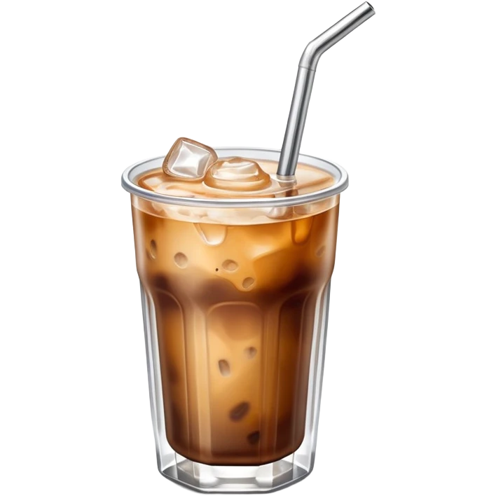 a glass of iced coffee with a metal straw emoji