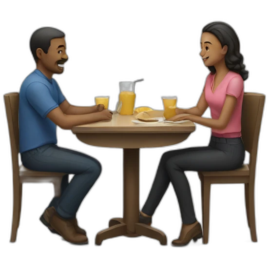 Two man and a woman at a table emoji