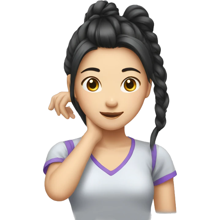 Asian girl playing with her hair emoji