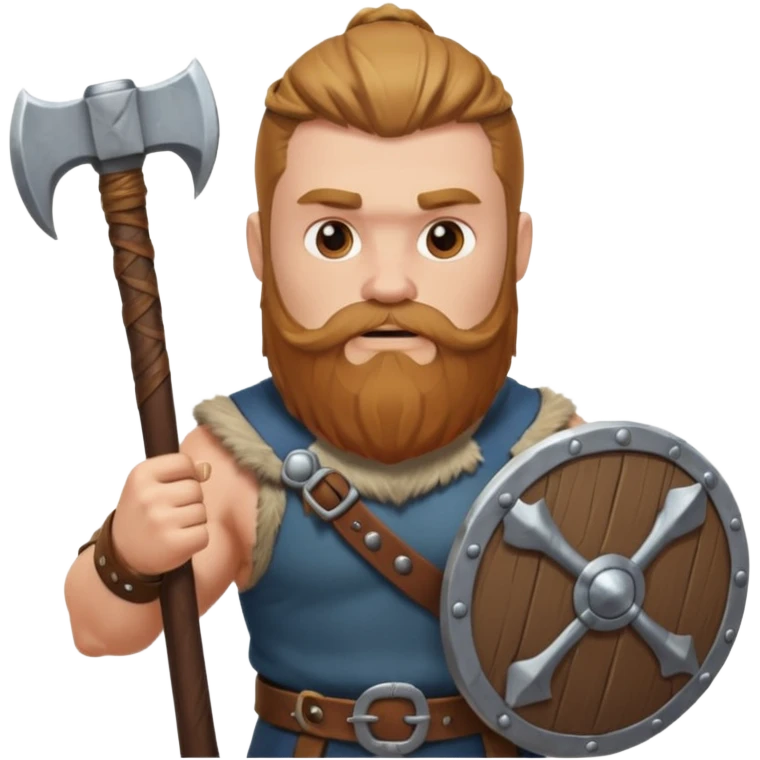 Bearded viking holding axe and shield emoji