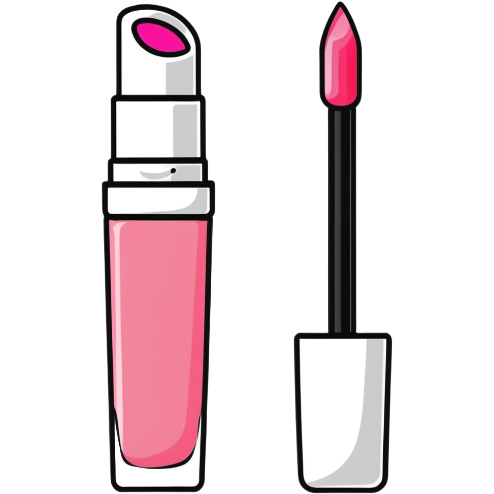 shiny pink lip gloss with applicator emoji