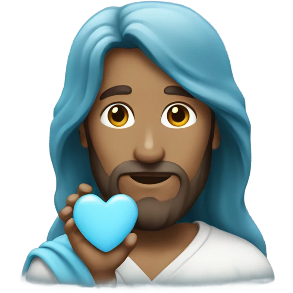 Jesus holding a light blue heart  emoji