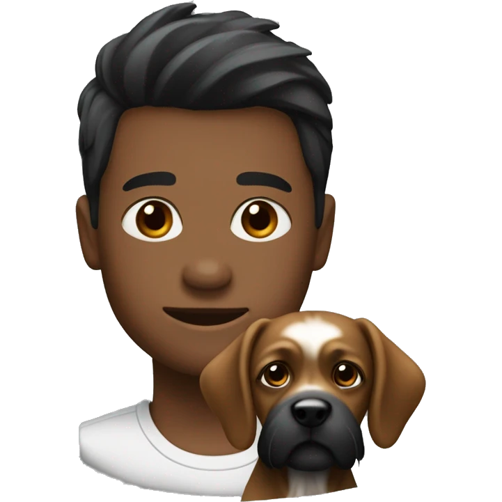 Blanck hair with dog black and brun emoji