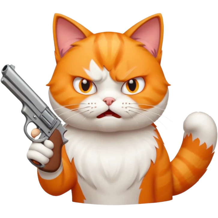 Cat with gun that's very angery emoji