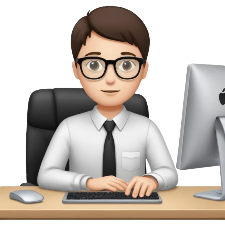 isometric, image of someone sitting at a computer desk emoji