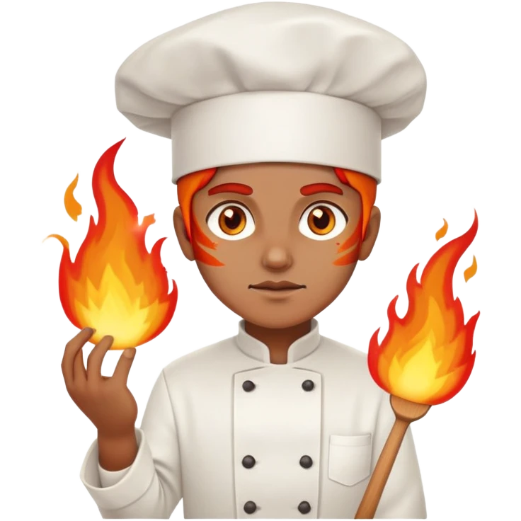 chef with blazing fire eyes, wearing chef hat emoji