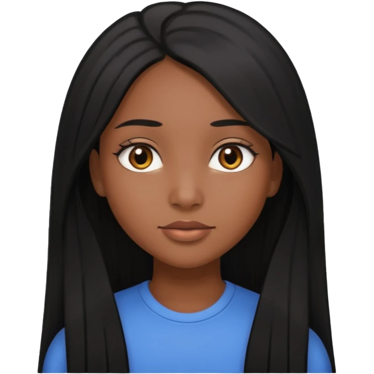 dark-skinned mixed race girl with long straight black hair emoji