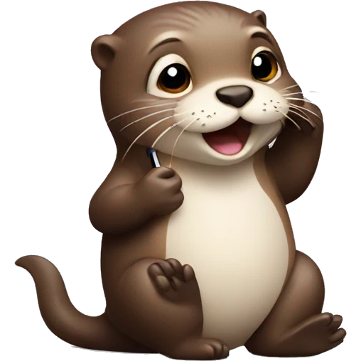 Cute Otter talking on a phone emoji