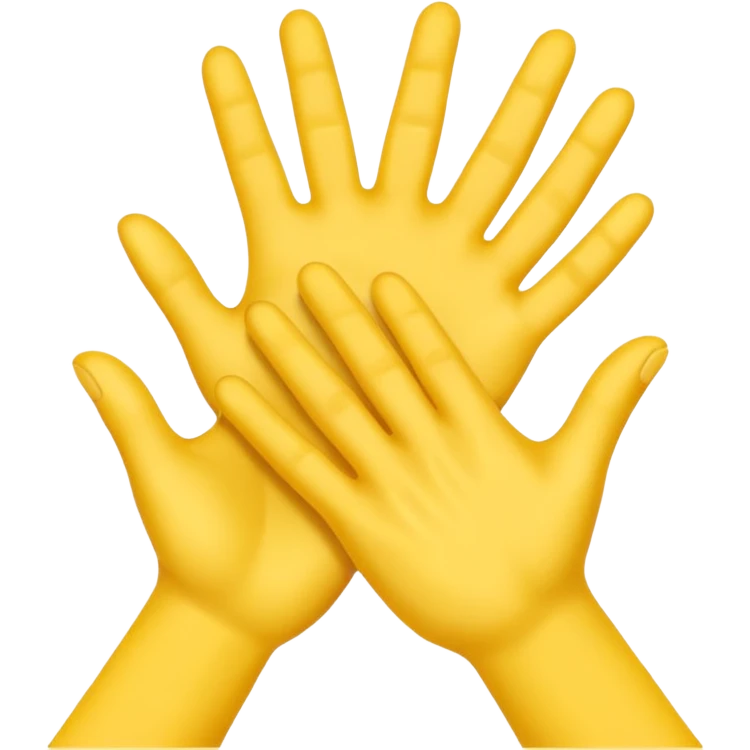 3 yellow hands in a pile about to do make a promise emoji