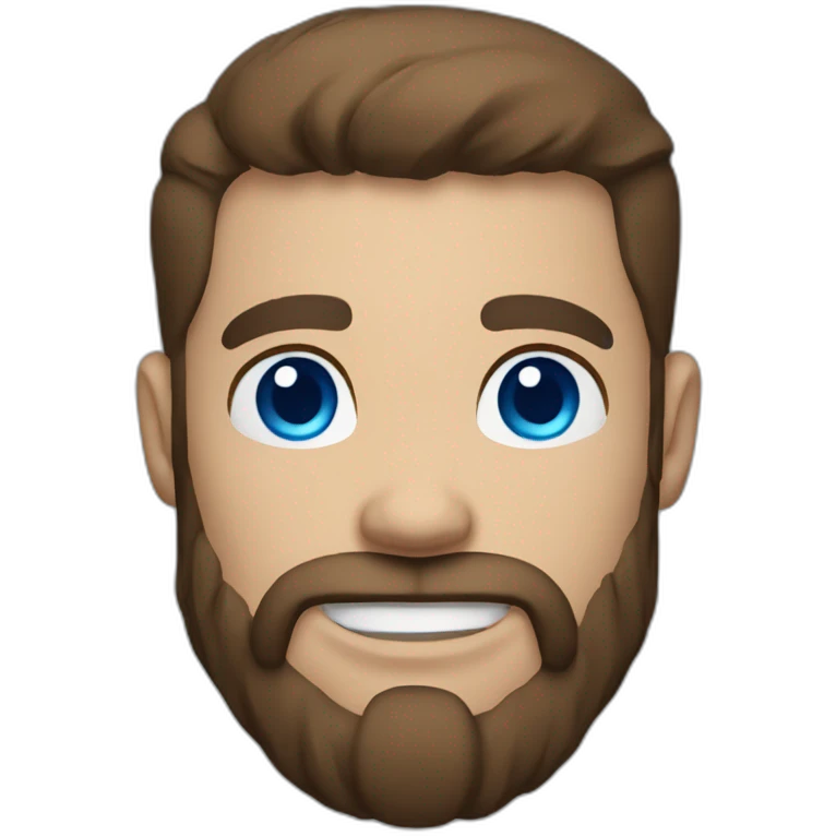 Waist up muscular man blue eyes brown hair beard emoji