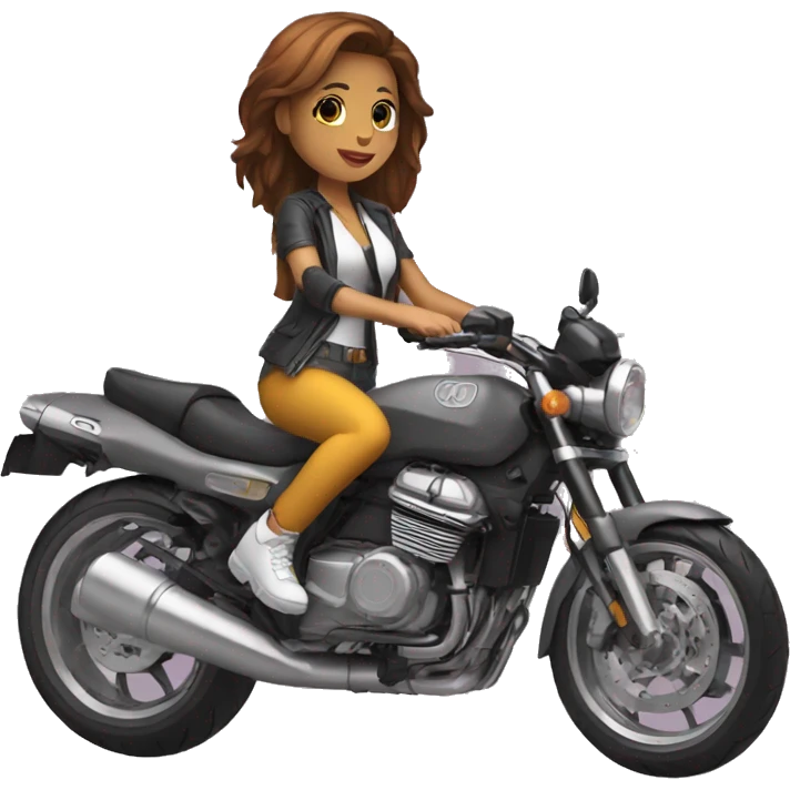 Chica en moto que anda de Moda motomami emoji