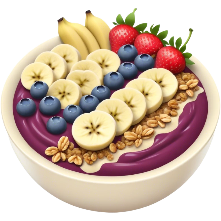 Acai bowl with granola, strawberries, blueberries, bananas  emoji