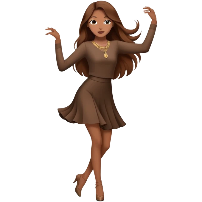 Girl with long brown hair dancing like nobody’s watching elegant cool girl outfit  emoji