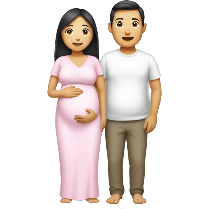 Pregnant Asian woman with her husband emoji