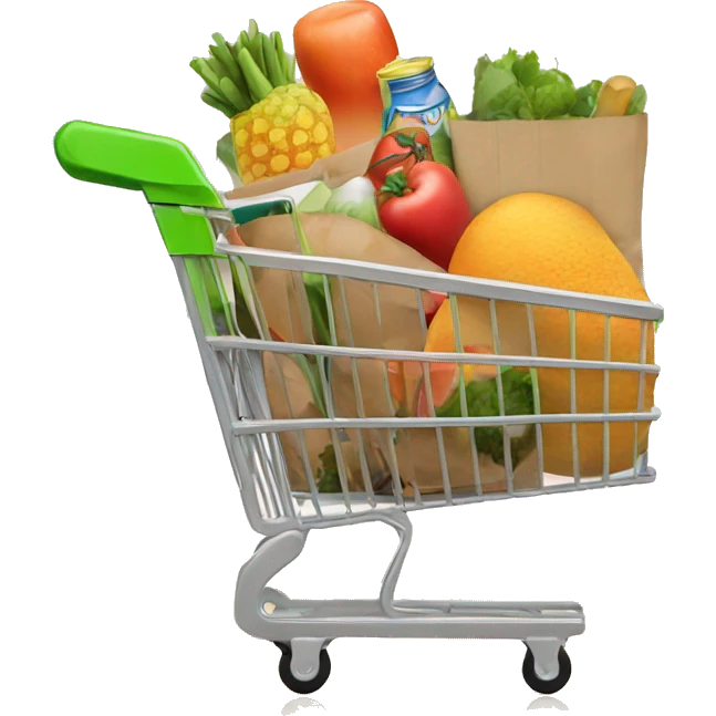 shopping cart with things that are not groceries emoji
