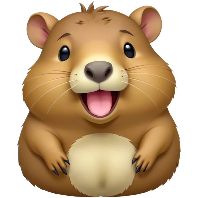 Cinematic Cute Yawning Capybara Portrait Emoji, Head tilted slightly with a dramatic, wide-open yawn, showcasing a plush, rounded body with drowsy, half-closed eyes and a relaxed expression, Simplified yet irresistibly adorable features, highly detailed, glowing with a soft, cozy natural glow, high shine, relaxed yet expressive, stylized with a dash of whimsical charm, soft glowing outline, capturing the essence of a drowsy yet affectionate guardian that seems ready to stretch out for a nap! emoji