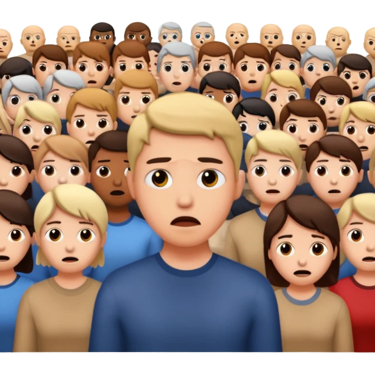 a FRONT PERSON FEELING FEAR, with the audience BEHIND HIM emoji
