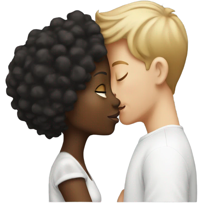 Black girl kissing white boy emoji