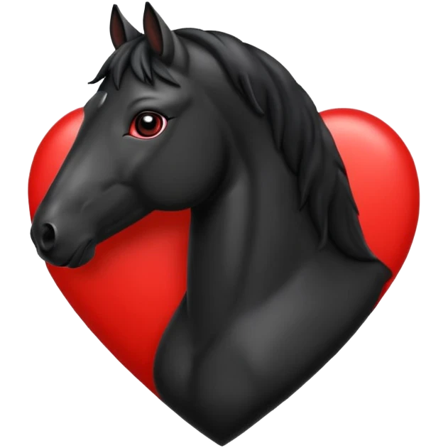 Black Horse centered within a red heart emoji emoji