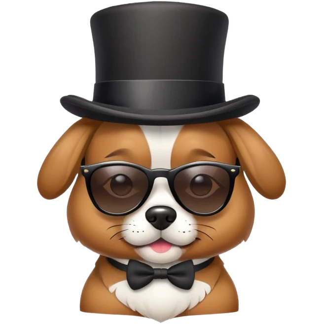 make a dog with a top hat and sunglasses  emoji