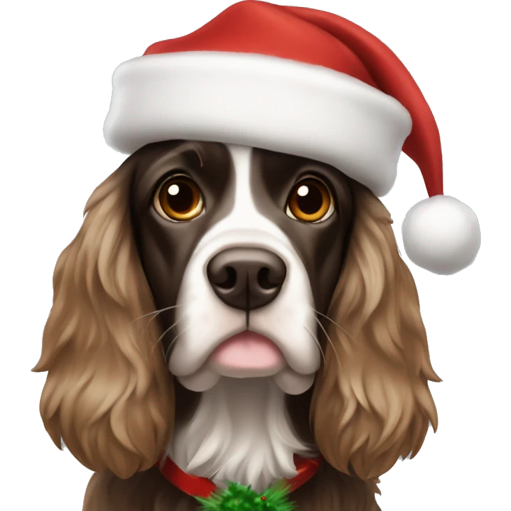 Kokker spaniel in christmas hat emoji