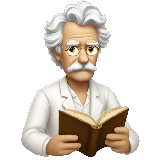 Mark Twain reading a book emoji