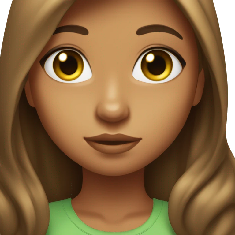 Girl with green eyes, tanned caramel skin, long brunette hair, small waist emoji