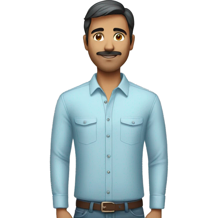 indian slim man in a light blue shirt, short hair and no facial hair emoji
