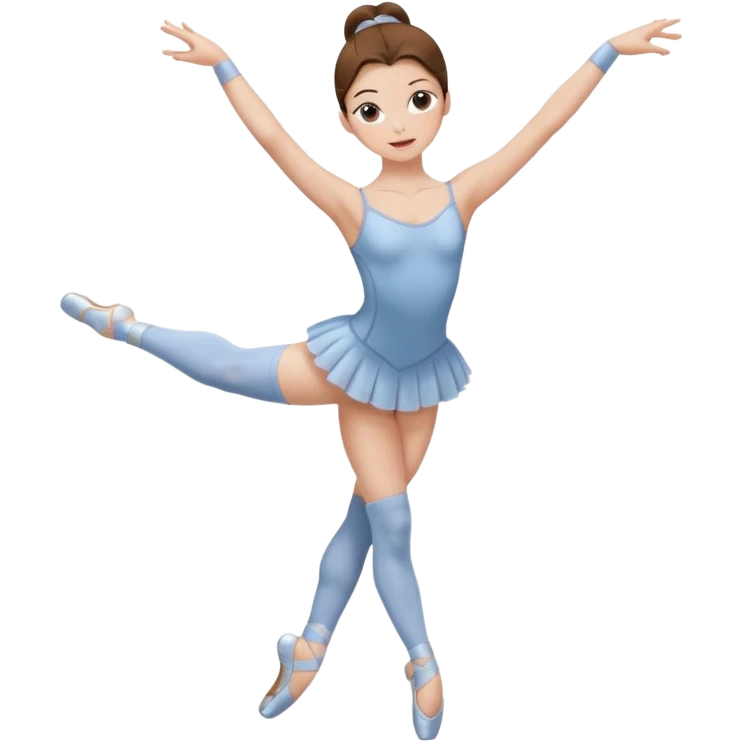 Ballet dancer in just over the knee socks, leotard and long brown hair emoji