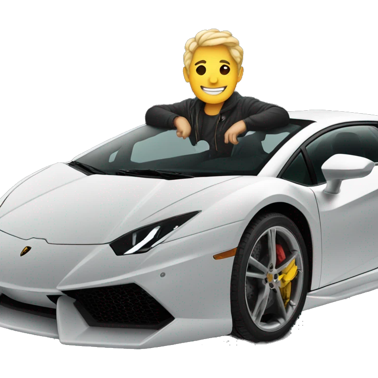 Sitting on Lamborghini with a fair skn colour  emoji