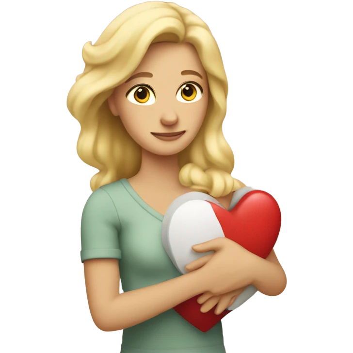 Blonde Mother holds her heart in her arm emoji