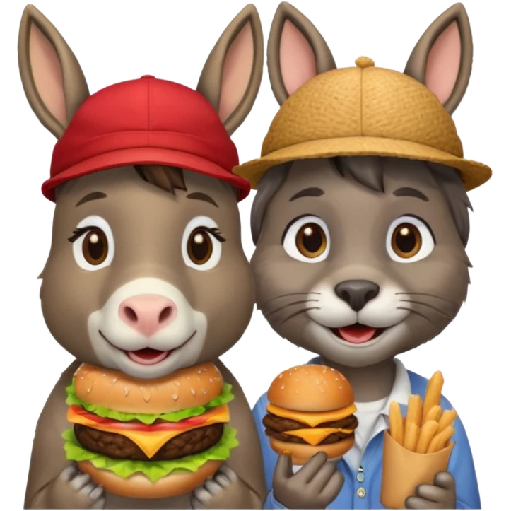 shit donkey cat eating hamburgers emoji