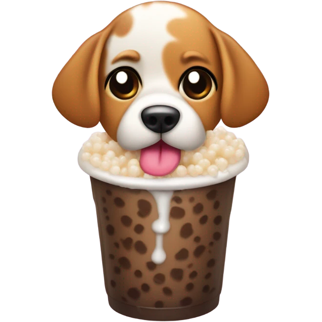 Dog drinking boba emoji
