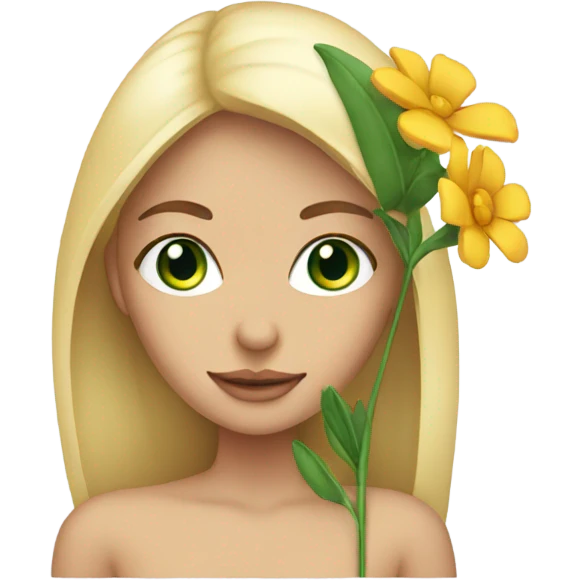 Green Eyed model with Flower emoji