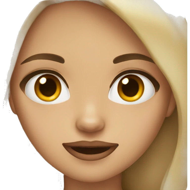 girls face with tan skin, dark hair, and vampire teeth emoji