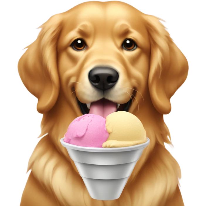 Golden retriever eating ice cream  emoji