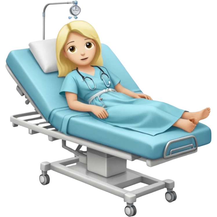 pessoa com a febre levemente amarela deitada em uma maca de hospital emoji