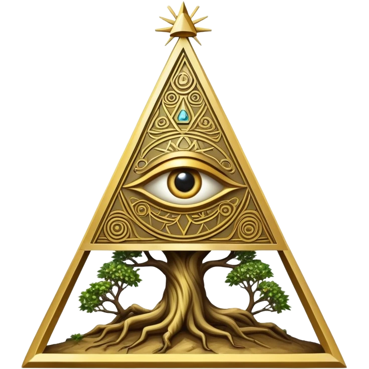 Annunaki tree from Garden of eden, that is actually a ancient tech antenna with illuminati all seeing eye in traingle symbol at the top emoji