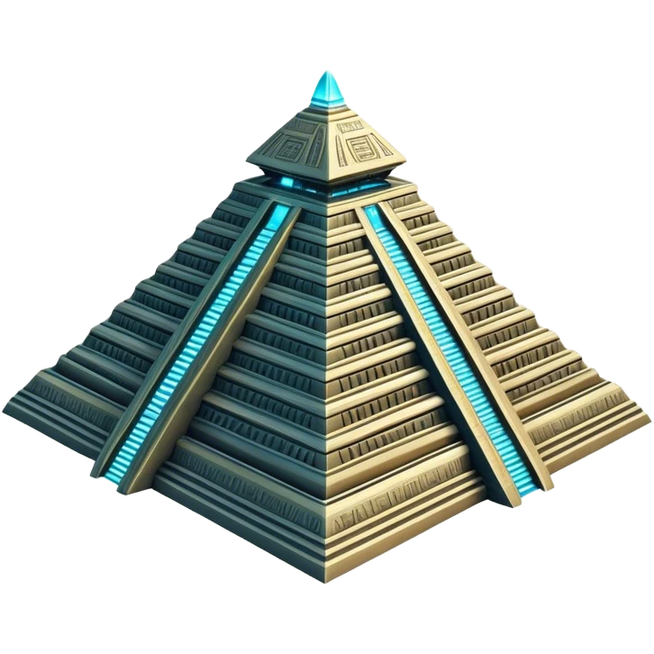 Annunaki alien spaceship, ziggurat-like structure, blending ancient Sumerian aesthetics with high-tech propulsion systems emoji
